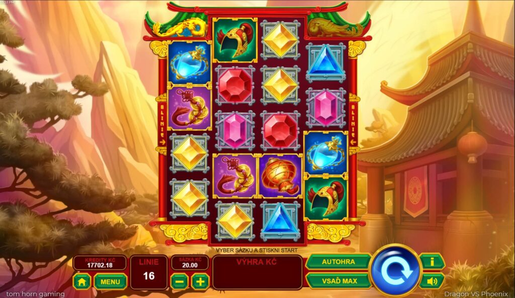 obrazovka Dragon VS Phoenix - 4válcový automat v japonském chrámu