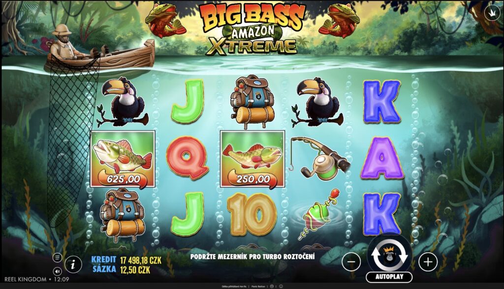 Big Bass Amazon Xtreme, 5válcový rybářský výherní automat, screenshot