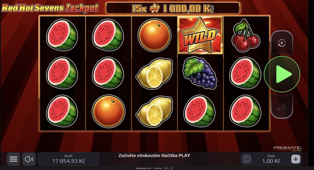 Red Hot Seven Jackpot, ovocný online automat s progresivním jackpotem, screenshot