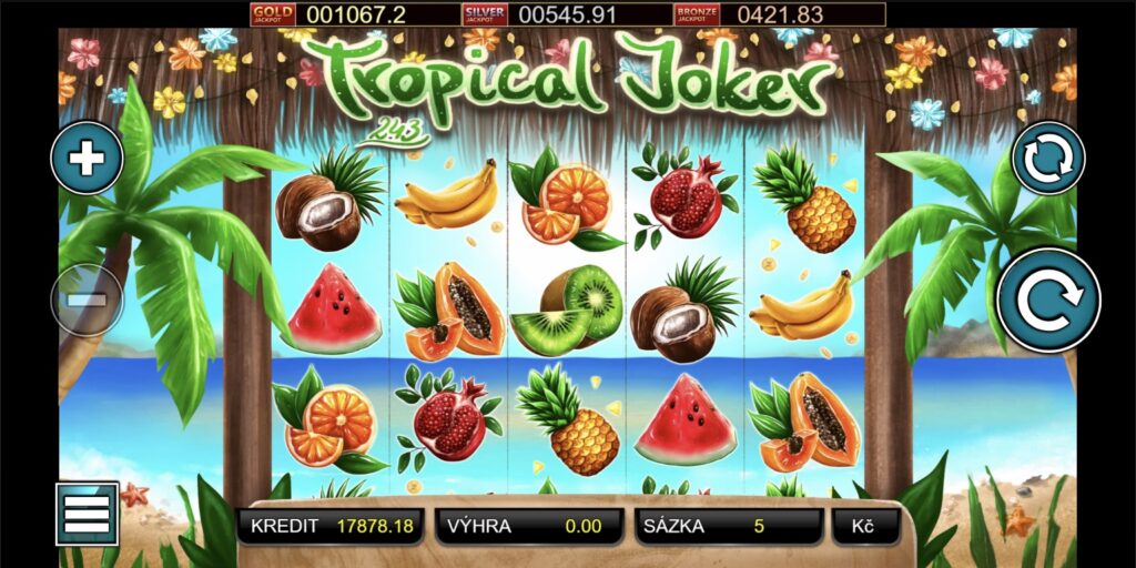 online automat Tropilac Joker, 5 válců s exotickým ovocem, screenshot