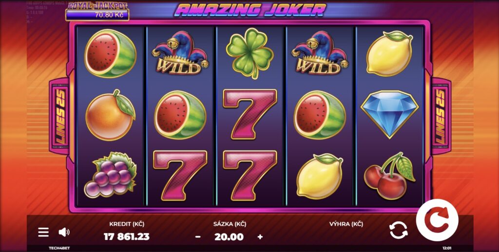 Amazing Joker, ovocný automat s wild symboly, screenshot