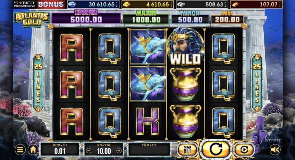 Atlantis Gold, herní automat s motivem zlata Atlantidy, screenshot