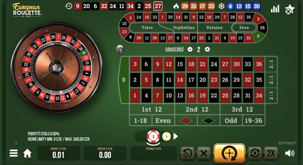 EUROPEAN ROULETTE - evropská ruleta od Synotu, screenshot