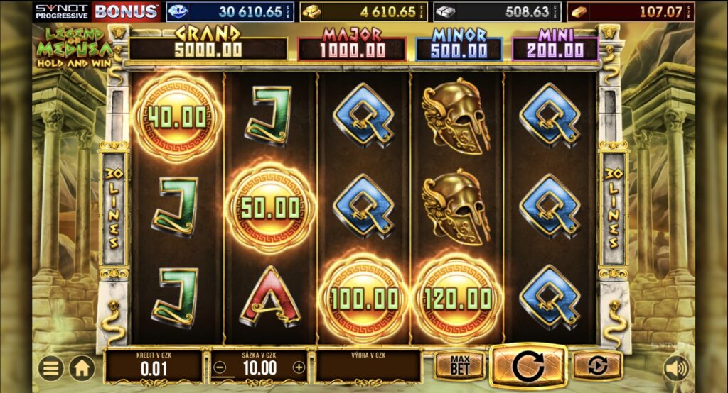 Legend of Medusa - výherní automat s řeckými motivy, screenshot