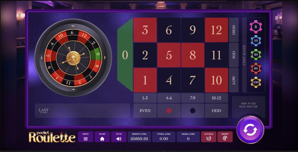 POCKET ROULETTE, online automat, screenshot