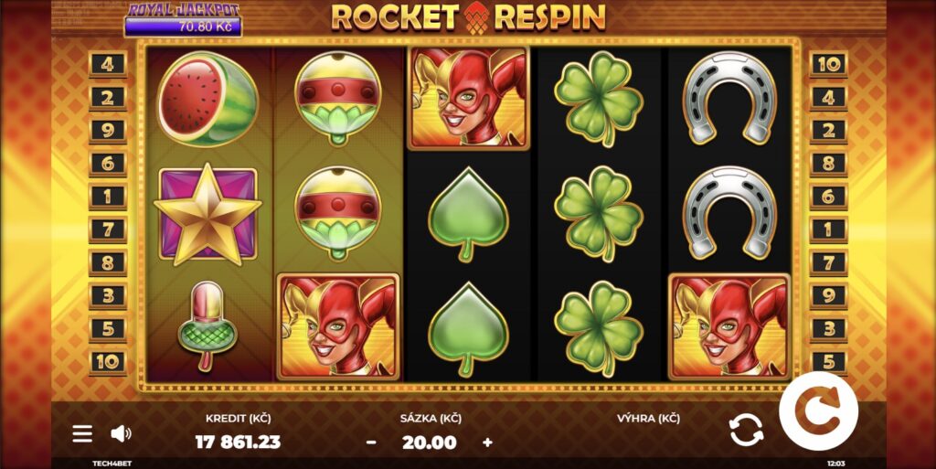 Rocket Respin 5válcový výherní automat, screenshot