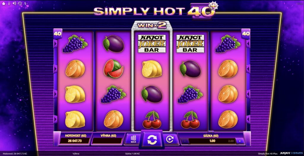 Simply hot 40. 5válcová ovocná herní klasika, screenshot