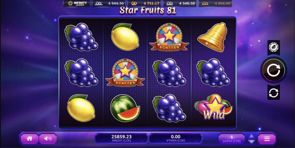 Star Fruits 81, 4válcový hrací automat, screenshot