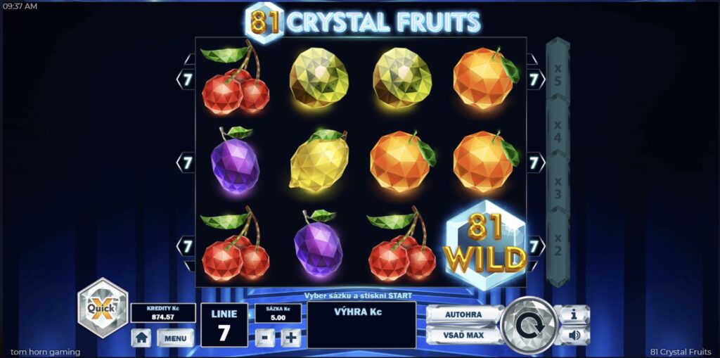 81 CRYSTAL FRUITS, luxusní ovoce ve tvaru krystalů, 4 válcový automat, screenshot