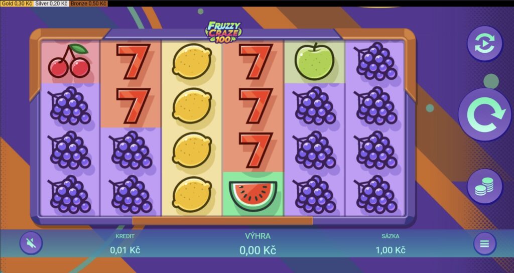 FRUZZY CRAZE 100, ovocný hrací automat od Apollo, 6 válců, 100 linií, screenshot