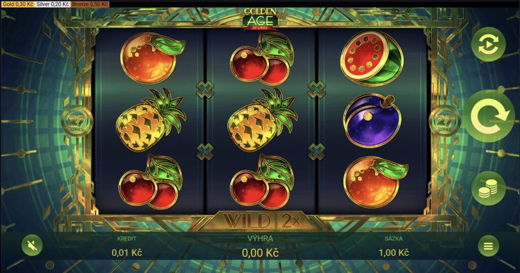 GOLDEN AGE 27, 3 válce a 27 výherních cest, zlaté ovoce, screenshot