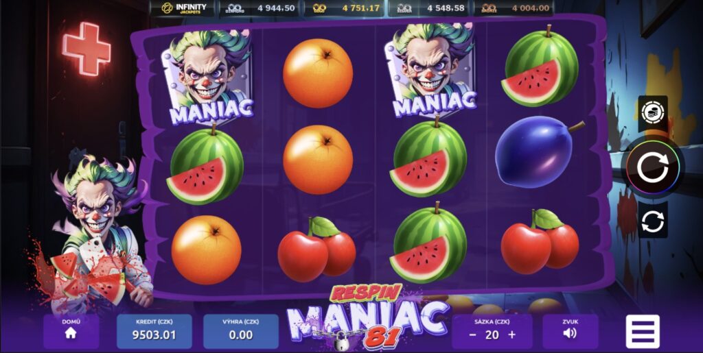 RESPIN MANIAC 81, 4válcový ovocný respin automat, screenshot