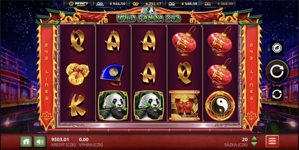WILD PANDA 243 5válcový herní automat s pandou, screenshot